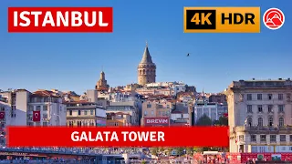 HDR Istanbul 2023 Around Galata Tower Walking Tour|4k 60fps