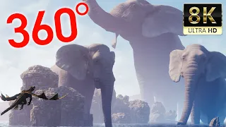 360 VR VIDEO |  Dragon & Giant Elephant - 8K ULTRA HD 60FPS