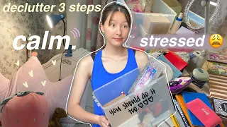 how to DECLUTTER your room in 3 STEPS (declutter and deep clean with me!)