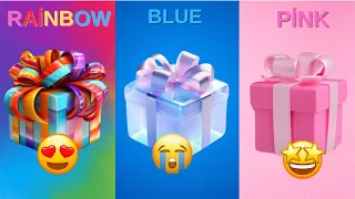 🔥Choose your gift 🎁 Rainbow, Blue or Pink - 3 gift box challenge🤩 #pickonekickone #giftboxchallenge