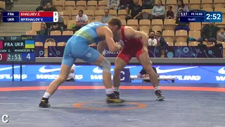 Qual. FS - 74 kg: V. MYKHAILOV (UKR) df. Z. KHADJIEV (FRA) by VFA, 10-4