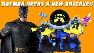 Batman unboxes new imaginext batcave command center & races joker and mr freeze attack 2015 toys