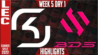 SK vs BDS Highlights | LEC Summer 2022 W5D1 | SK Gaming vs Team BDS