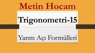 Trigonometri-15 | Yarım Açı (İki Kat) Formülleri  AYT Matematik