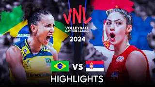 🇧🇷 BRAZIL vs SERBIA 🇷🇸 | Highlights | Women's VNL 2024