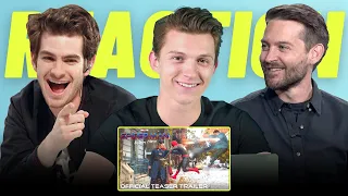 Tom Holland, Andrew Garfield & Tobey Maguire REACTS To SPIDER-MAN: NO WAY HOME (2021) Teaser Trailer