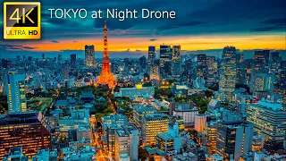 Tokyo, Japan in 4K Drone at Night | Explore Tokyo at Night with 4K Drone Film