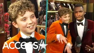 'Jojo Rabbit's' Roman Griffin Davis Does Cute #Twinning Dance On Golden Globes Red Carpet