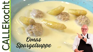 Leckere Spargelsuppe mit Fleischklößchen - Omas Rezept