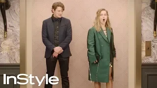 Haley Lu Richardson & Brett Dier | 2019 Golden Globes Elevator | InStyle | #shorts