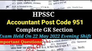 HPSSC ACCOUNTANT POST CODE 951 COMPLETE GK SECTION IMPORTANT QUESTIONS