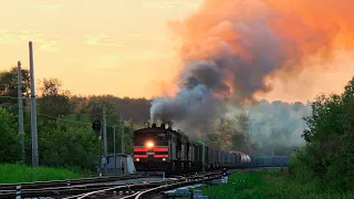 Подборка дымящих поездов, тепловозы идут в разнос [2]