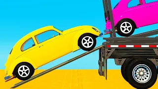 Monster Trucks Destroy Mini Cars | Spiderman Fixes & Transports Vehicles - GTA 5 Mods