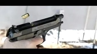 Beretta 92 9mm filmed in slow motion, 600fps