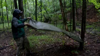 Bushcraft Tarp Shelter In The Rain, No Talking