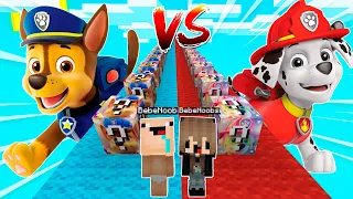 DESAFIO DE LUCKY BLOCKS DE PAW PATROL CHESE VS MARSHALL 😱😂 BEBE NOOB Y BEBE NOOBSI EN MINECRAFT