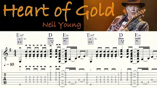 HEART OF GOLD | NEIL YOUNG | Acoustic Guitar Lesson | Melody, Chords & Lyrics | TAB & Sheet music