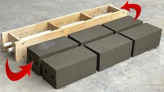 Casting many bricks from 1 wood and cement mold - Simple and easy to do