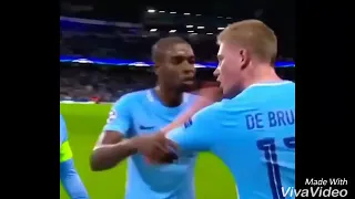 Guardiola " Sit down, nobody talks!".  De Bruyne "Let me talk"