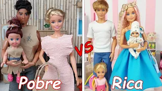 Familia de Muñecas Barbie Pobre Vs Familia de Muñecas  Barbei Rica en Sspañol