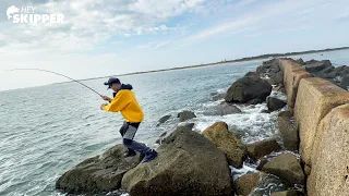 NEVER DO THIS! Fishing on DEADLY Beach Jetty!