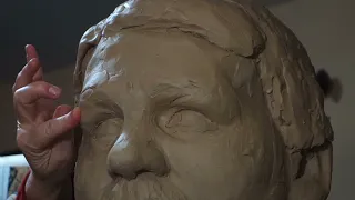 Portrait Bust Closeup Clay for Bronze Sculpture-WIP Stuart Texas 2022-12-31 w/ Kelly of BorsheimArts