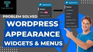 WordPress Appearance Widgets & Menus Missing || Menu disappeared in WordPress dashboard