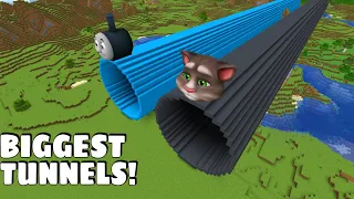 I found BIGGEST TUNNELS OF THOMAS AND TALKING TOM in Minecraft - Gameplay - Coffin Meme