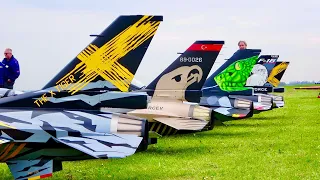 Amazing 5x RC F-16 Turbine Jet Formation scale 1:5 | fast, close and smoky