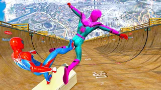 Spiderman vs Longest Ramp in GTA 5 - Spiderman GTA V Epic New Stunt Race For Car Racing Challenge