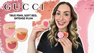 GUCCI BEAUTY BLUSH SHADES: TRUE PINK, SOFT RED, INTENSE PLUM | SWATCHES & APPLICATION