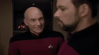 Commander Riker is Confronted By Captain Picard