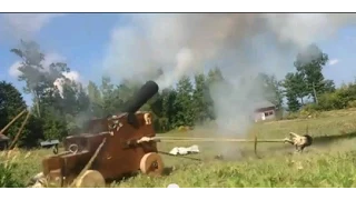 Firing the black powder canon