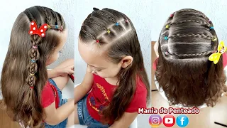 Penteado Infantil com Ligas e Tranças | Hairstyle for Little Girls with Elastic and Braids