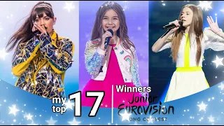 Junior Eurovision Winners || My Top 18 (2003-2020)