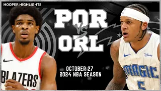 Portland Trail Blazers vs Orlando Magic Full Game Highlights | Oct 27 | 2024 NBA Season