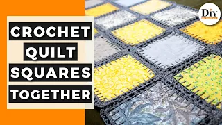 How to Crochet Quilt Squares Together - Fusion Crochet and Fabric Quilt