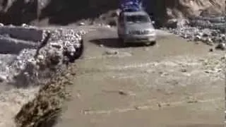 LEH LADAKH, INDIA, WATER RUNNING OVER BRIDGE NEAR PANGONG LAKE, VIDEO BY PRASHANT OAK, NAGPUR