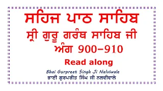 Sehaj Path Sahib Ang-900-910// Bhai Gurpreet Singh Ji NalviWale // Read along