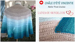 Faire un CHALE D’ETE DEMI-LUNE 100% COTON – LEGER en dégradé de couleurs 😍 Tuto Pas à Pas 🎨😍