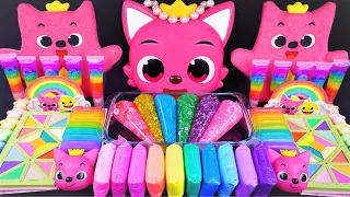 Pinkfong Rainbow Slime Mixing Random Cute, shiny things into slime #ASMR #slime #slimevideos #슬라임