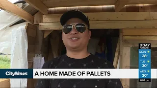 A house of hope: Homeless man builds house out of wooden pallets