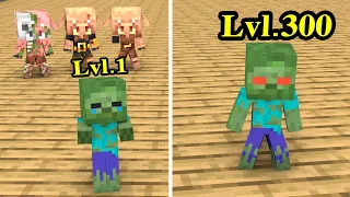 Monster School : BABY ZOMBIE Lv.1 - Lv.300 - Minecraft Animation