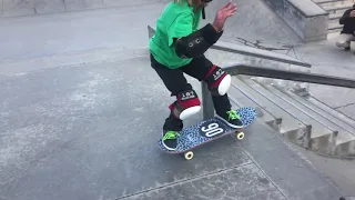 6 year old board slides a 6 stair rail!