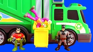 Batman & Robin Drive Garbage Truck & Take Out Joker & Skateboard Dude Trash