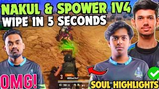 iQOOSouL SPOWER & NAKUL 1v4 Clutch 😳 Back To Back Aggressive Wipes 🔥 Team SouL 🚀