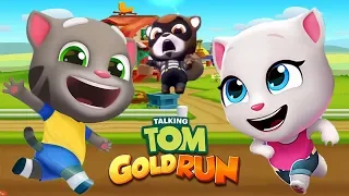 Talking Tom Gold Run Android Gameplay - Talking Tom vs Talking Angela vs Raccoon Robber