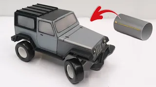 jeep wrangler rubicon | make a rc jeep wrangler at home | creative idea with pvc pipe