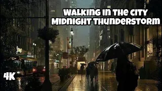 GTA V - Downtown Thunderstorm Walking In Heavy Rain Los Santos - GTA 5 Sleep Ambience - Rain Sounds.