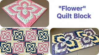Flower Sewing from Strips and Squares of Fabric Easy Patchwork Block Upcycling of Fabric Scraps